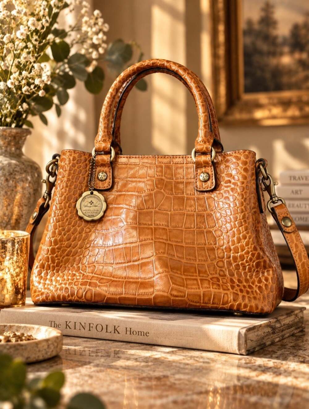 Patricia Nash Norcia Medium Satchel Croc Embossed Leather 10th Anniversary Bag - Picture 2 of 15
